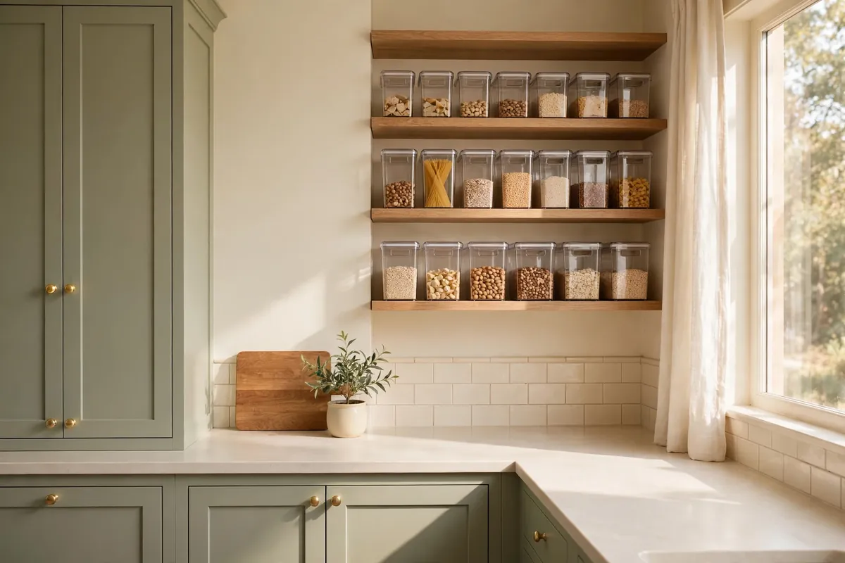 Decluttered organized kitchen with clear countertops - Home Reset Lab